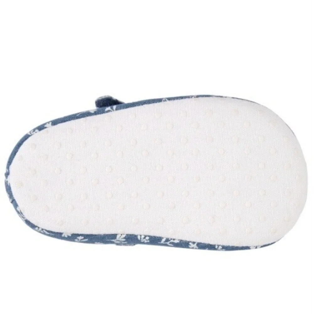 Carters Girls Chambray Soft Sole Crib Shoe Newborn New with Tags Blue White Cute